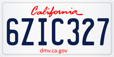 CA license plate 6ZIC327