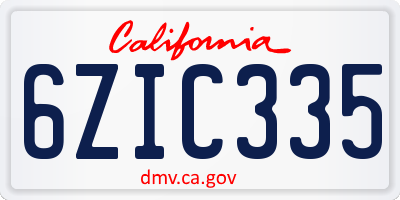 CA license plate 6ZIC335