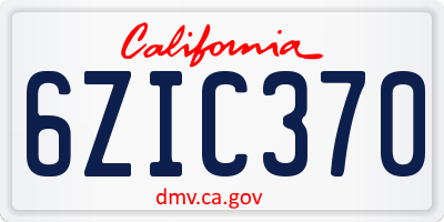 CA license plate 6ZIC370