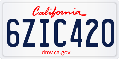 CA license plate 6ZIC420