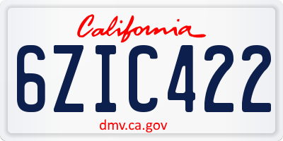 CA license plate 6ZIC422