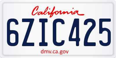 CA license plate 6ZIC425