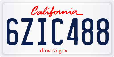 CA license plate 6ZIC488