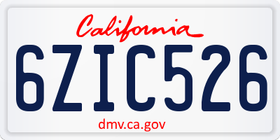 CA license plate 6ZIC526