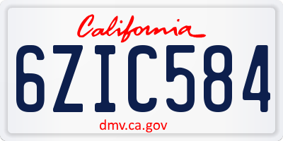 CA license plate 6ZIC584