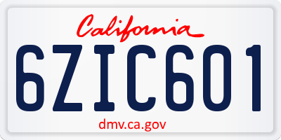 CA license plate 6ZIC601