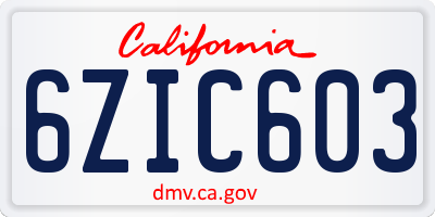 CA license plate 6ZIC603