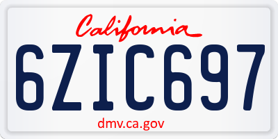 CA license plate 6ZIC697