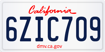 CA license plate 6ZIC709