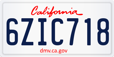 CA license plate 6ZIC718