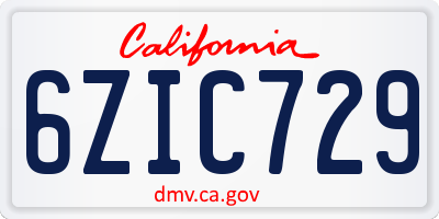 CA license plate 6ZIC729