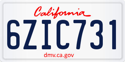 CA license plate 6ZIC731