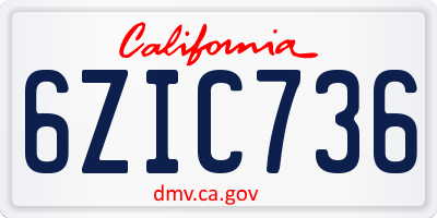 CA license plate 6ZIC736