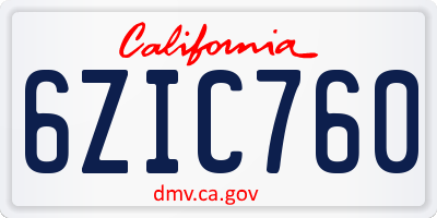 CA license plate 6ZIC760