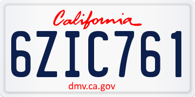 CA license plate 6ZIC761