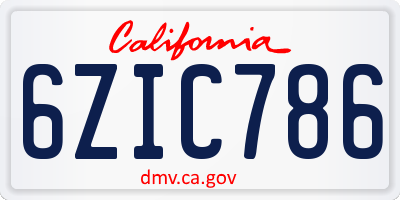 CA license plate 6ZIC786