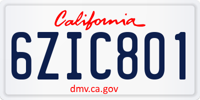CA license plate 6ZIC801