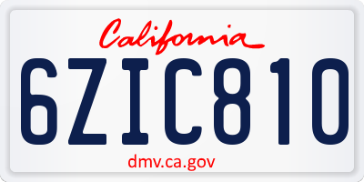 CA license plate 6ZIC810