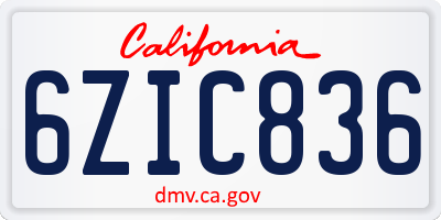 CA license plate 6ZIC836