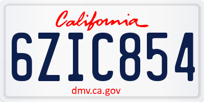 CA license plate 6ZIC854