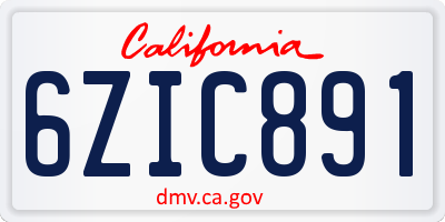 CA license plate 6ZIC891