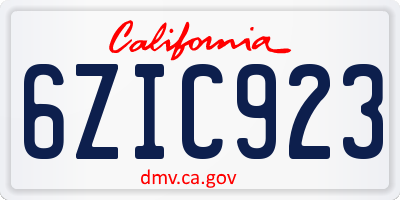 CA license plate 6ZIC923