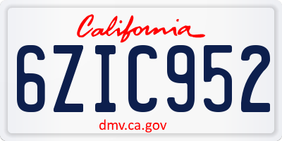 CA license plate 6ZIC952