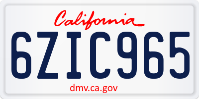 CA license plate 6ZIC965