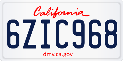 CA license plate 6ZIC968