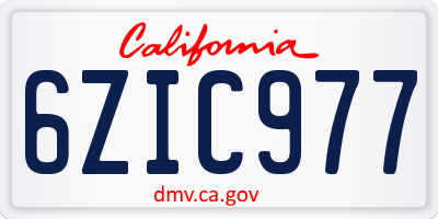 CA license plate 6ZIC977