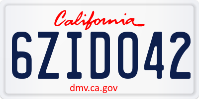 CA license plate 6ZID042