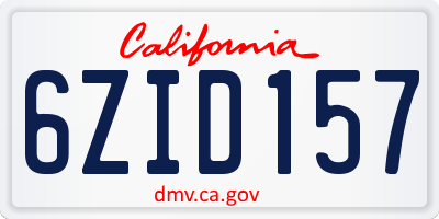 CA license plate 6ZID157