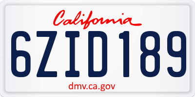 CA license plate 6ZID189