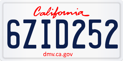 CA license plate 6ZID252