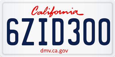 CA license plate 6ZID300
