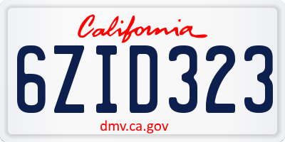 CA license plate 6ZID323