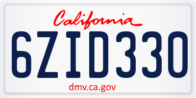CA license plate 6ZID330