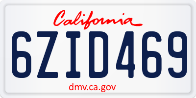 CA license plate 6ZID469