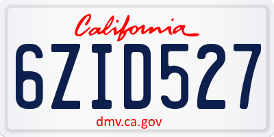 CA license plate 6ZID527