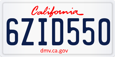 CA license plate 6ZID550