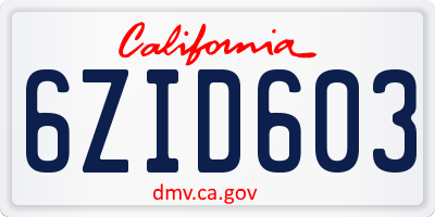 CA license plate 6ZID603