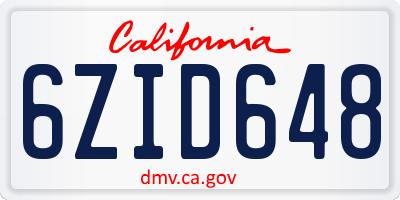 CA license plate 6ZID648
