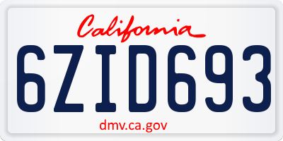 CA license plate 6ZID693