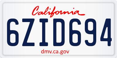 CA license plate 6ZID694