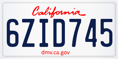 CA license plate 6ZID745