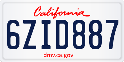 CA license plate 6ZID887