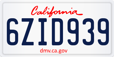 CA license plate 6ZID939