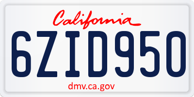 CA license plate 6ZID950