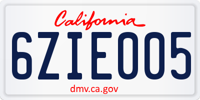 CA license plate 6ZIE005