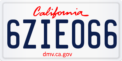 CA license plate 6ZIE066